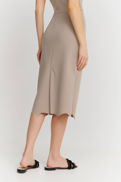 Shan Billy Scalloped Pencil Skirt
